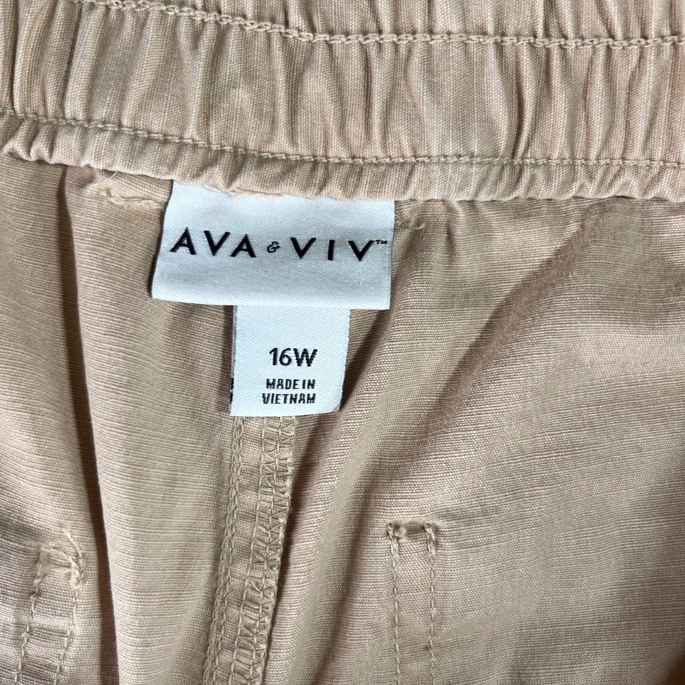 Ava & Viv Womens 16W Khaki Tan Utility Pants Elastic Waist Tapered Leg VN1111626 - Picture 5 of 7